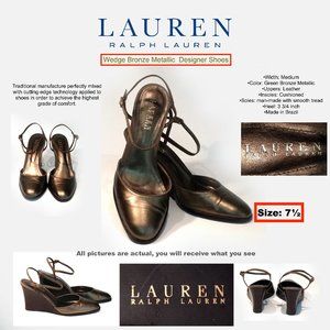 LAUREN Ralph Lauren Wedge Bronze Metallic Shoes